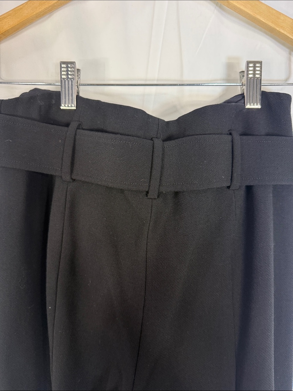 heory Black High-Rise Belted Wool Blend Trousers Size 6 - Picture 7 of 8
